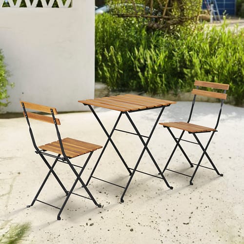 3 Piece Folding Acacia Wood Bistro Set