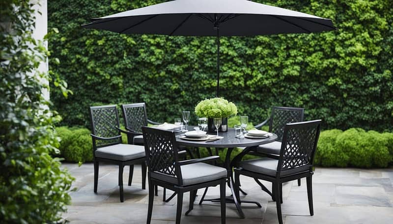 bistro set with umbrella