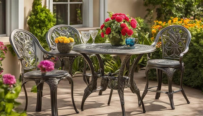 cast aluminum bistro set