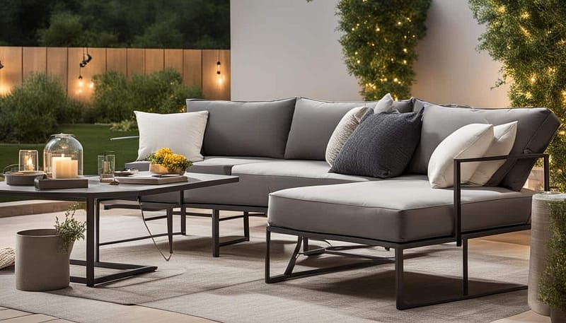 metal outdoor sofa with cushions