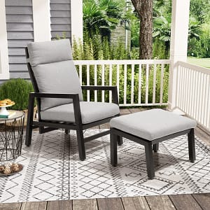 Recliner Chaise Lounge Chair with foot stools for outdoor and Indoor