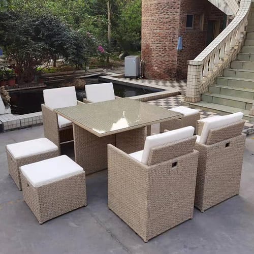 glass top outdoor dining table