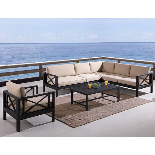 black metal outdoor sofa