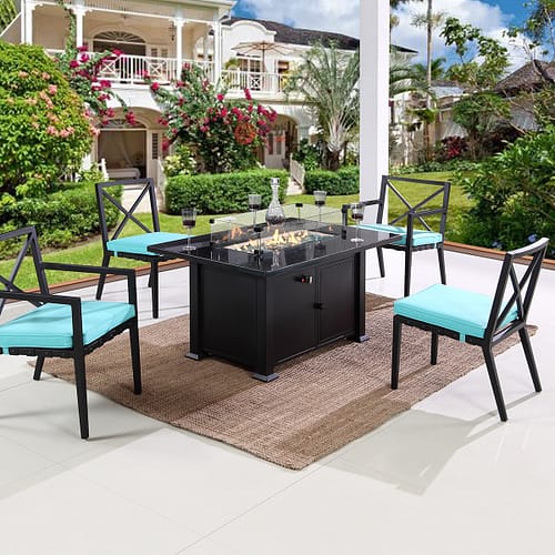 rectangle fire pit dining table