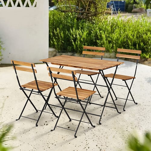 5 Piece Folding Acacia Wood Bistro Set