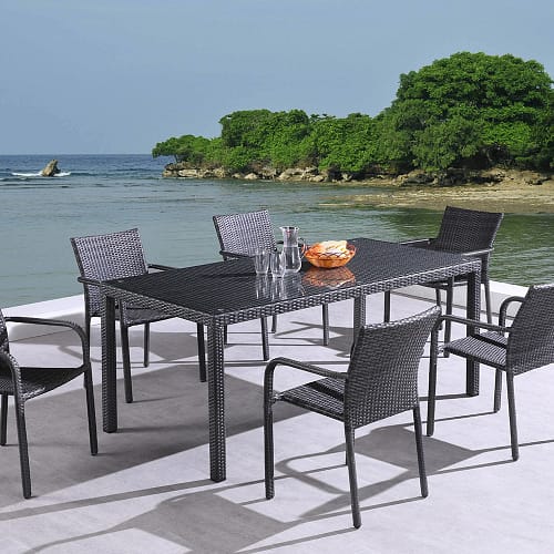 Products 3 Outdoor Furniture Supplier-China Factoery-Manufacturer outdoor wicker dining table with glass top