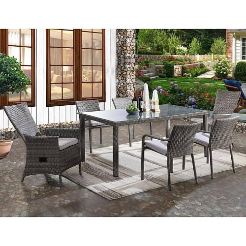 Products 4 Outdoor Furniture Supplier-China Factoery-Manufacturer Wholesale glass top outdoor wicker dining set