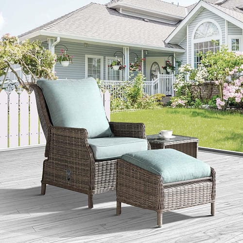 Products 12 Outdoor Furniture Supplier-China Factoery-Manufacturer Weatherproof Wicker Outdoor Recliner Chair With Ottoman