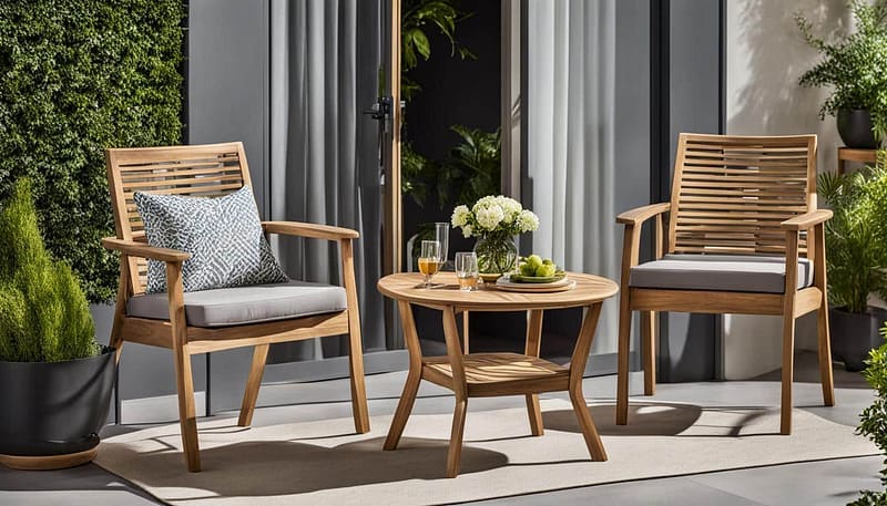 GoodHome Virginia Acacia Wooden 2 seater Bistro set GoodHome Virginia Acacia Wooden 2 seater Bistro set