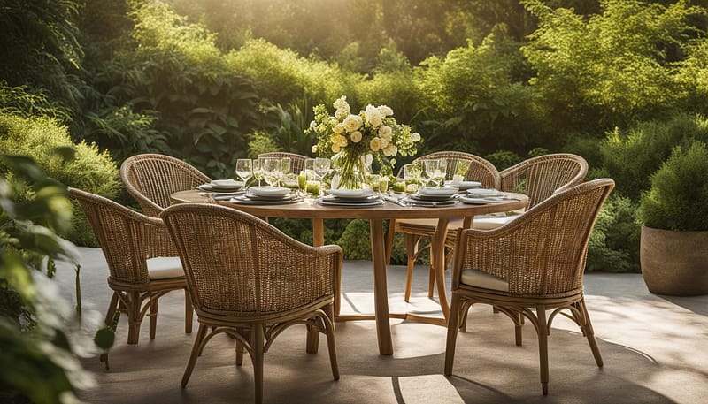 Outdoor dining area with rattan dining set Outdoor dining area with rattan dining set