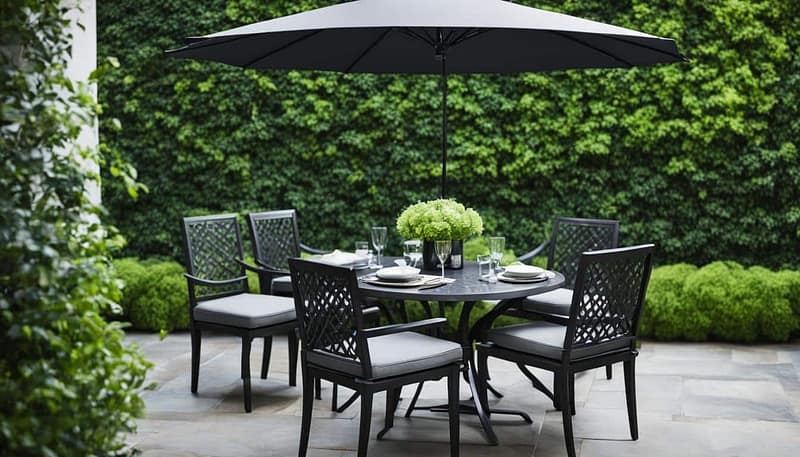 bistro set with umbrella